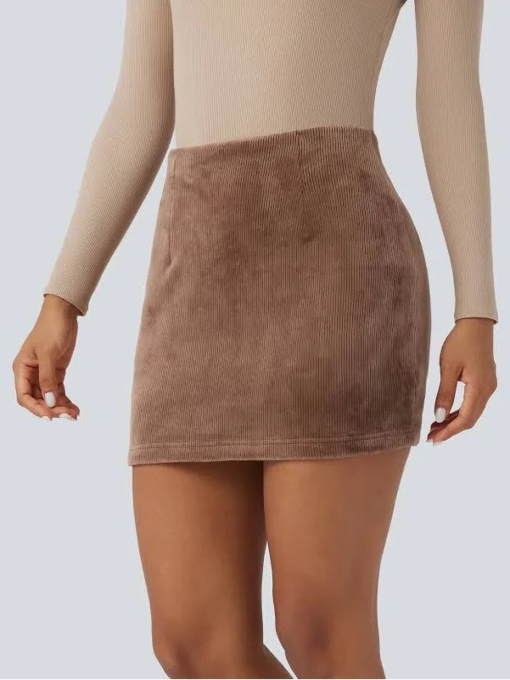 Halara High Waisted Tummy Control Fleece Corduroy Mini Skirt with Pockets